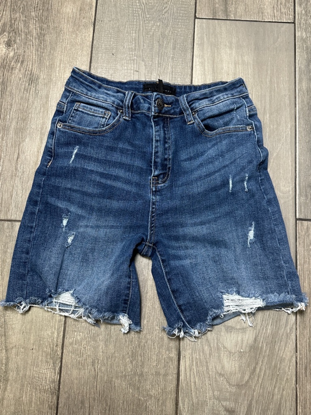 Classic Women's Distressed Denim Jean Shorts - Blue